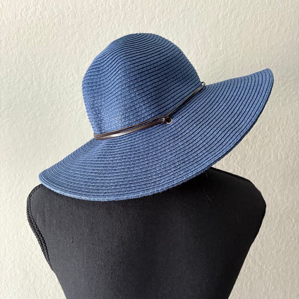 PETER GRIMM Women's Sun Hat Sz OS Blue Summer Nautical Cruise Ship Cabana Beachy